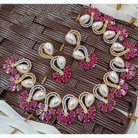 NAFJ Trendy American Daimond And Pearl Necklace Set