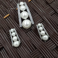 NAFJ Elegant Austrian Stone And Pearl Pendant Set 