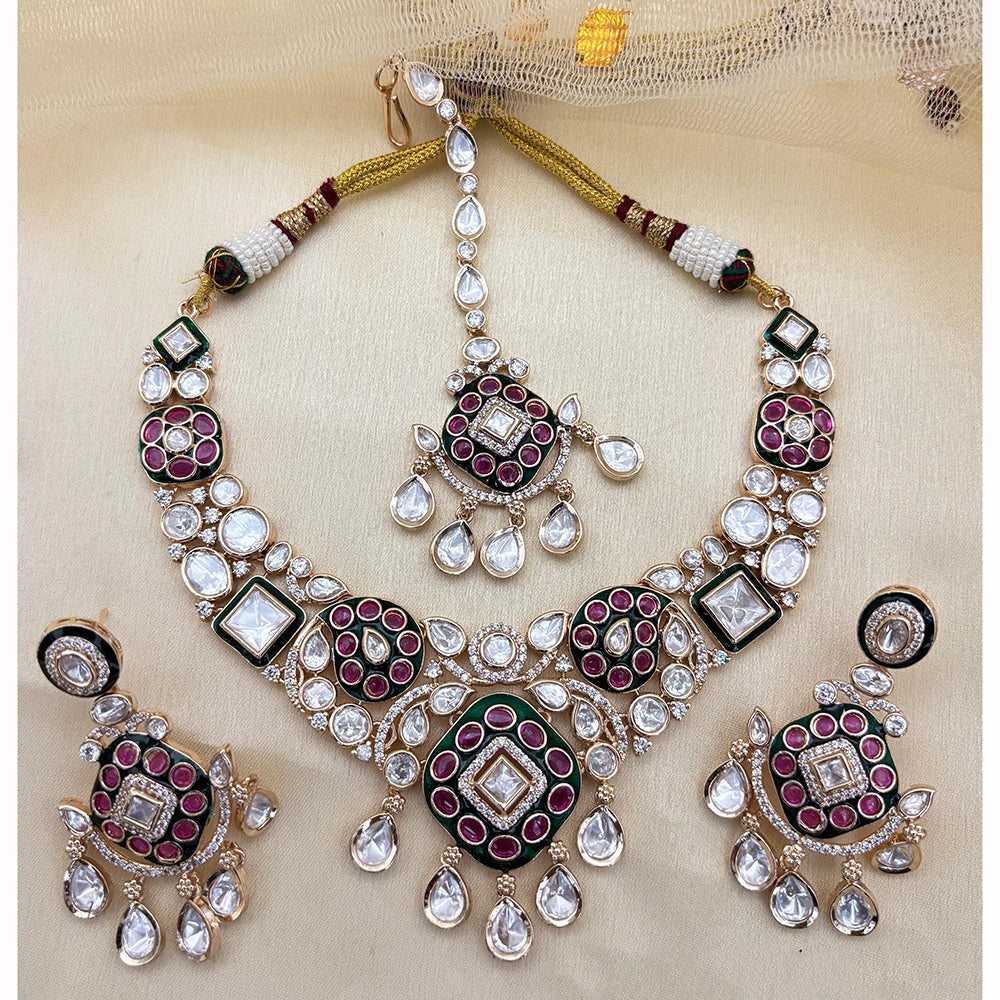 NAFJ Traditional Polki Kundan And Meenakari Designer Necklace Set