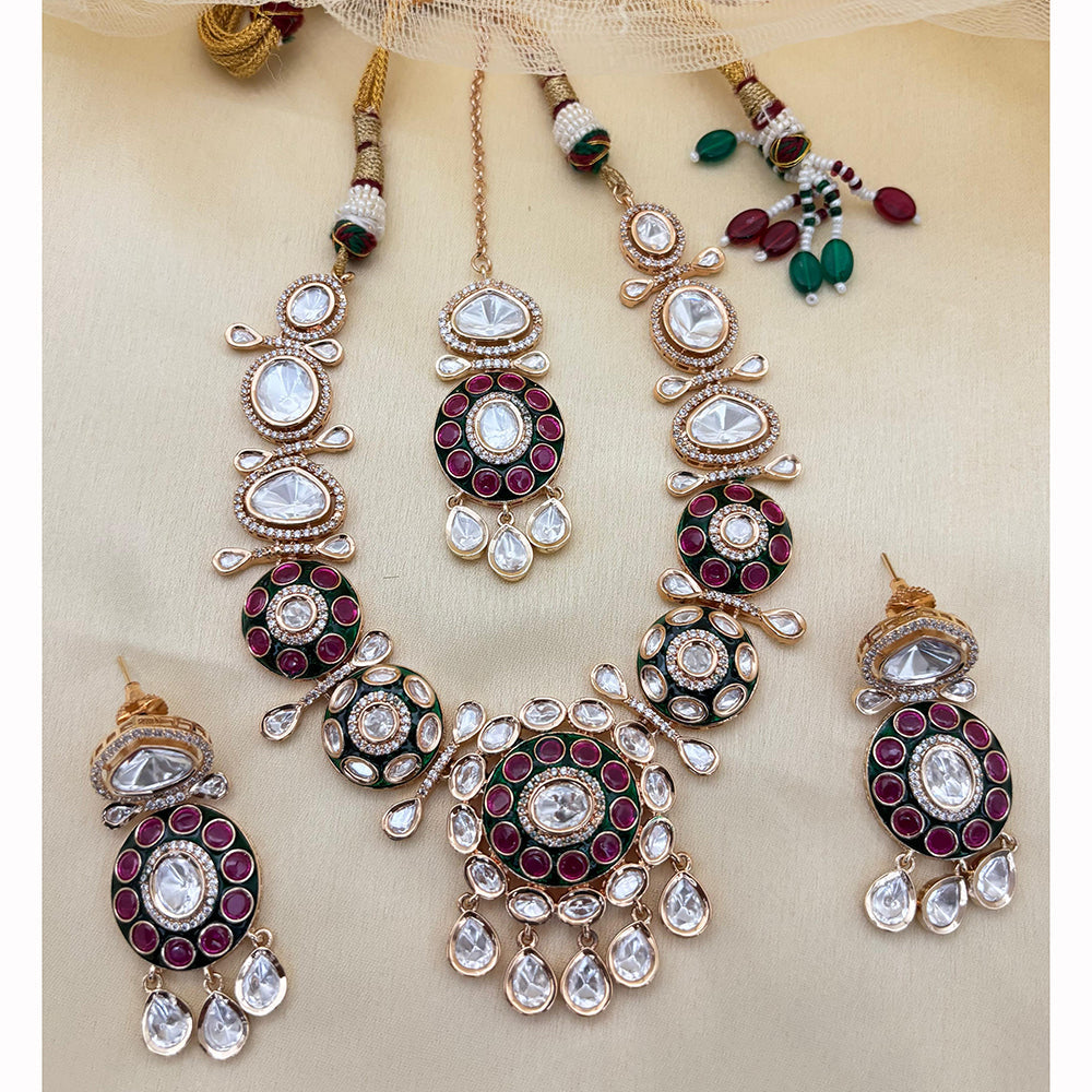 NAFJ Traditional Polki Kundan And Meenakari Designer Necklace Set