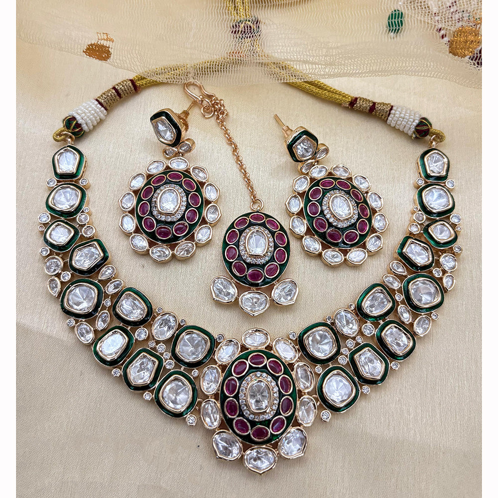 NAFJ Traditional Polki Kundan And Meenakari Designer Necklace Set