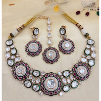 NAFJ Traditional Polki Kundan And Meenakari Designer Necklace Set