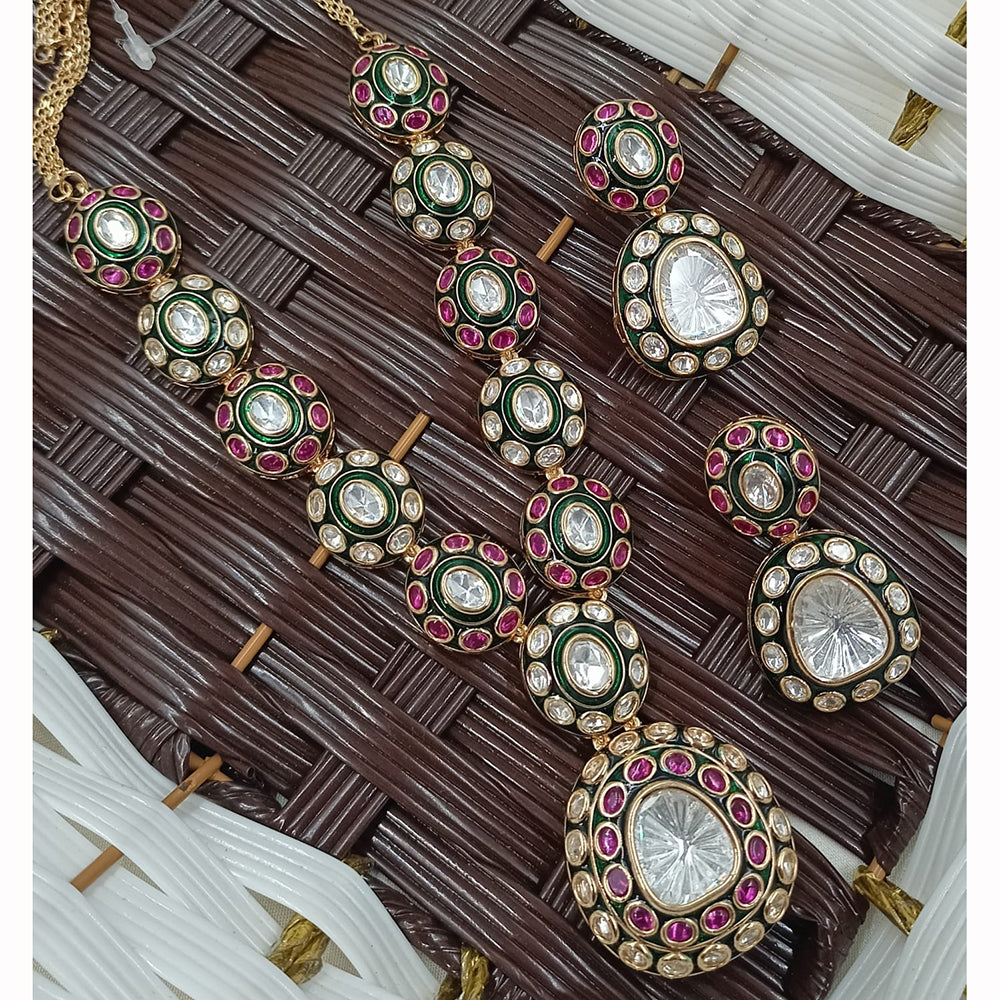 NAFJ Traditional Polki Kundan And Meenakari Designer Necklace Set