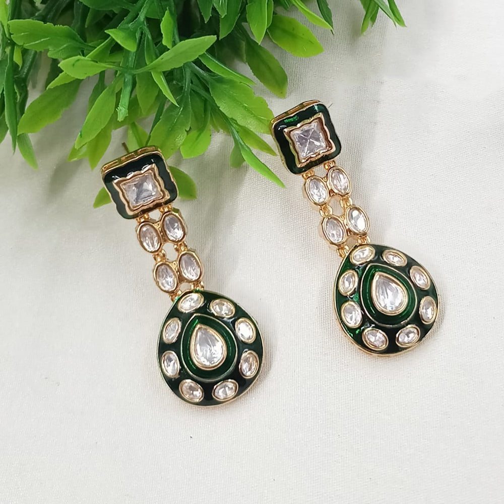 NAFJ Royal Look Polki Kundan Stone And Meenakari Dangler Earrings