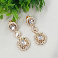 NAFJ Royal Look Polki Kundan Stone And Meenakari Dangler Earrings