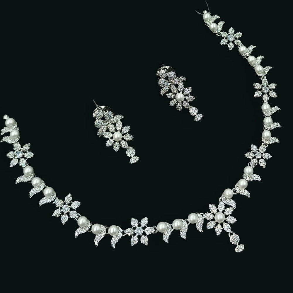 NAFJ Austrian Stone And Pearl Elegant Necklace Set