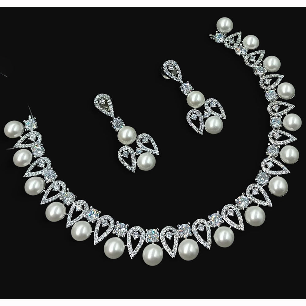 NAFJ Austrian Stone And Pearl Elegant Necklace Set