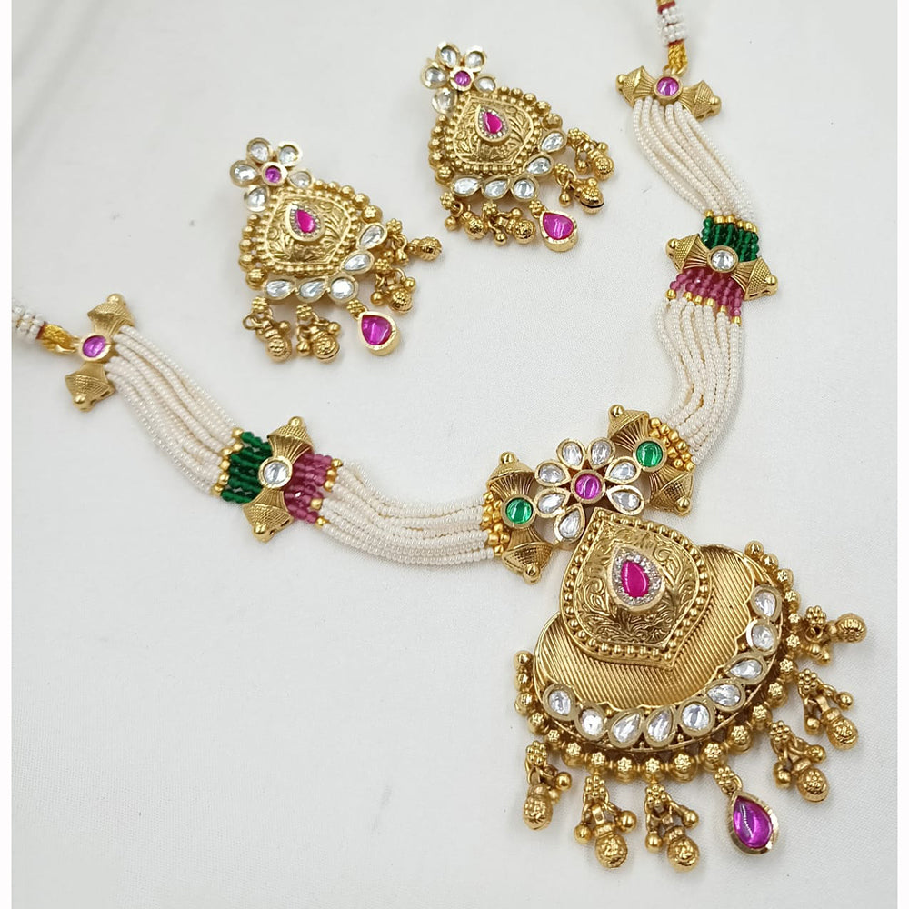 NAFJ Classic Pota Stone With Pearl Necklace Set