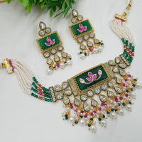 NAFJ Classic Pota Stone With Pearl Choker Necklace Set