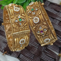 NAFJ Premium Pota Stone And Pearl Jewellery Bangles Set