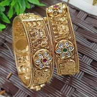 NAFJ Heritage Elephant Pattern Pota Stone Openable Bangles Set