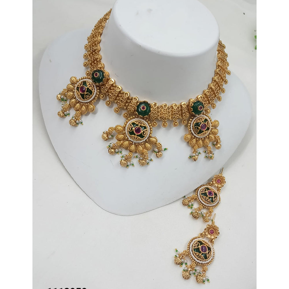 NAFJ Luxury Crystal Stone And Pearl Fashion Choker Necklace Set