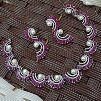 NAFJ Grand Crystal Stone And Pearl Necklace Set