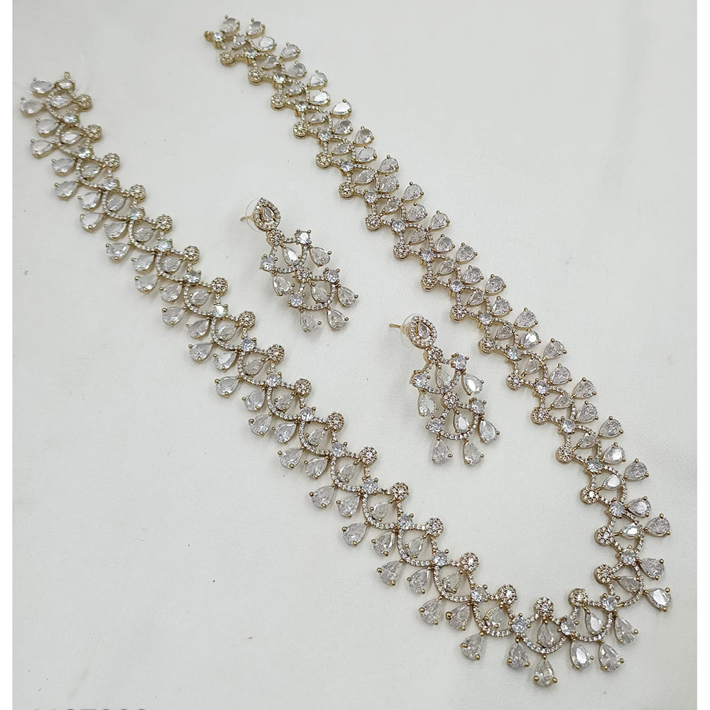 NAFJ Grand American Diamond Statement Long Necklace Set