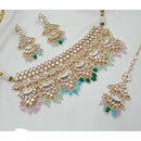 NAFJ Kundan Stone Pearl And Beads Designer Choker Necklace Set