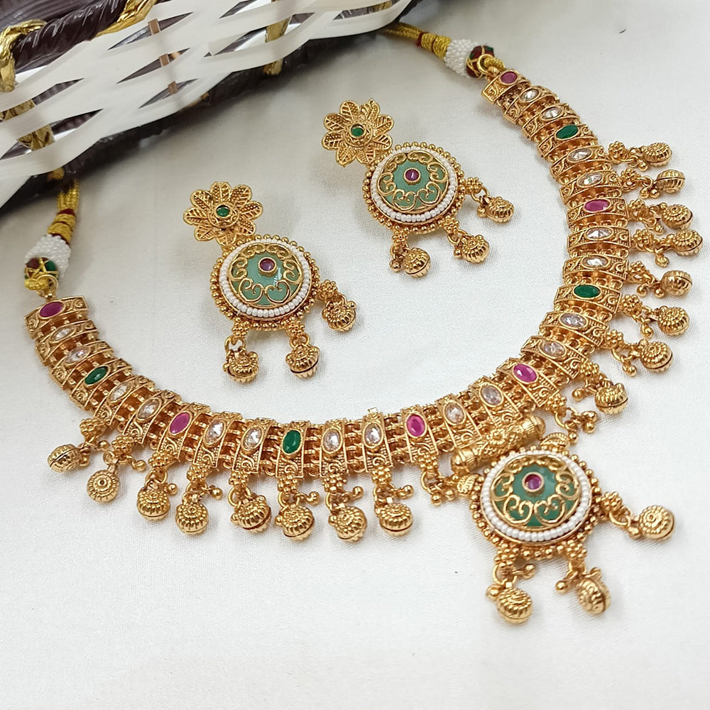 NAFJ Luxury Pota Stone And Pearl Fashion Choker Necklace Set