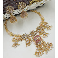 NAFJ Luxury Pota Stone And Pearl Fashion Meenakari Necklace Set