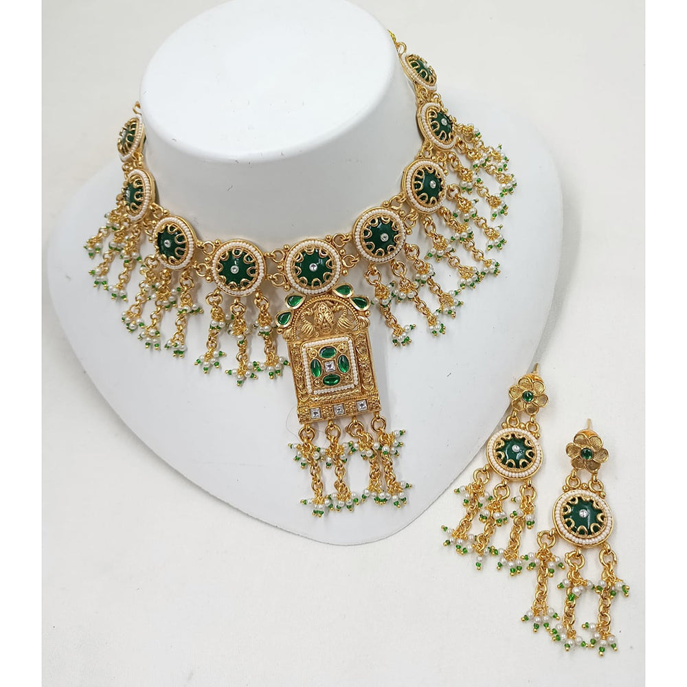 NAFJ Luxury Pota Stone And Pearl Fashion Choker Necklace Set