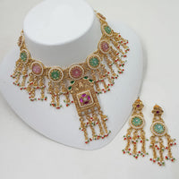 NAFJ Luxury Pota Stone And Pearl Fashion Choker Necklace Set