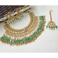 NAFJ Luxury Pota Stone And Pearl Fashion Meenakari Necklace Set
