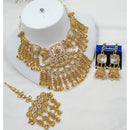 NAFJ Luxury Pota Stone And Pearl Fashion Meenakari Necklace Set