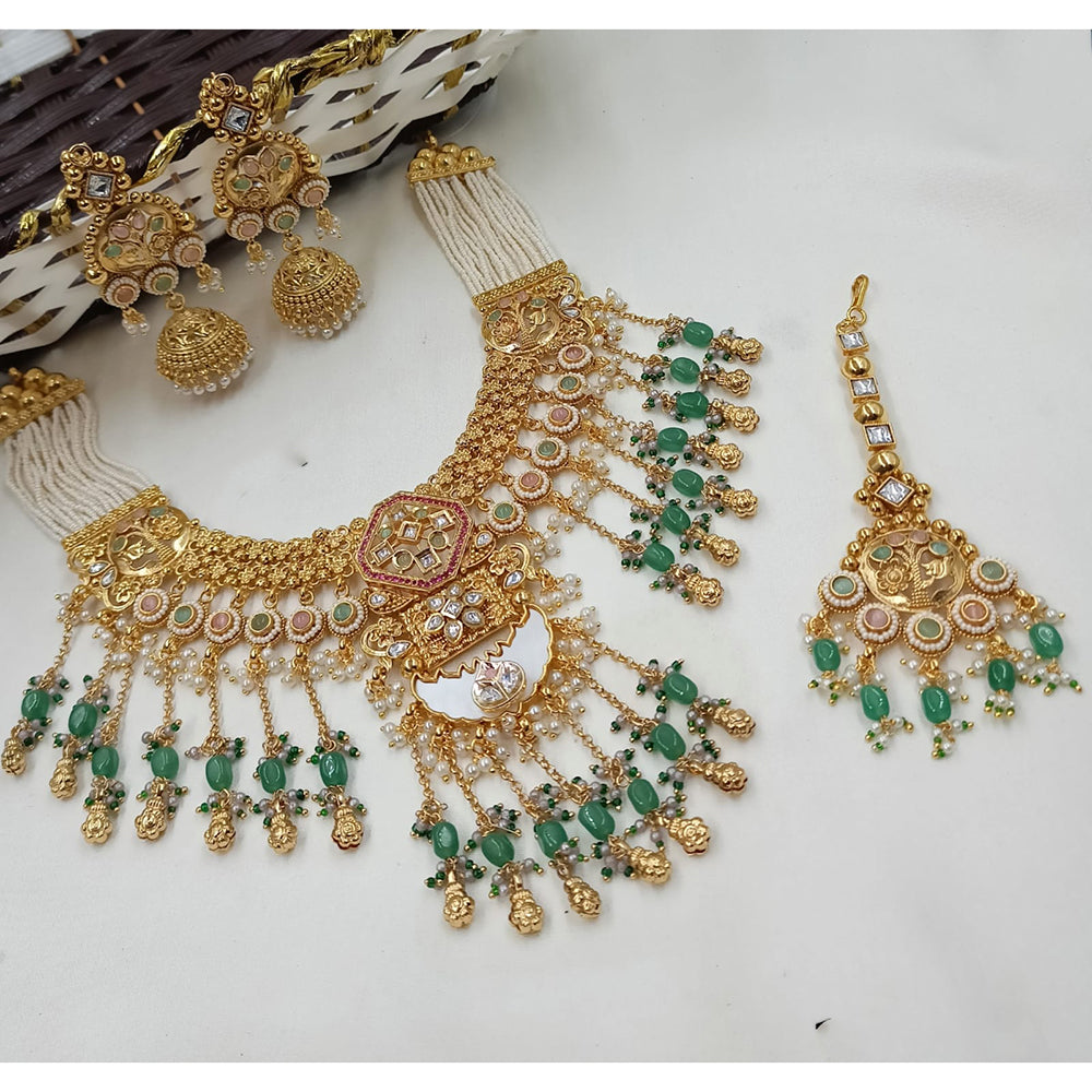 NAFJ Luxury Pota Stone And Pearl Fashion Necklace Set