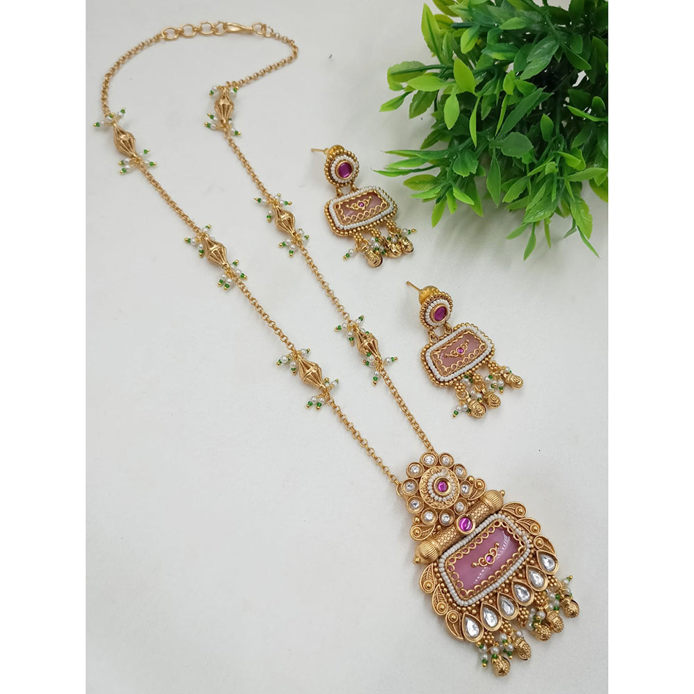 NAFJ Luxury Pota Stone And Pearl Fashion Long Necklace Set