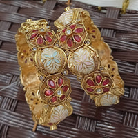 NAFJ Premium Pota Stone And Meenakari Openable Bangles Set