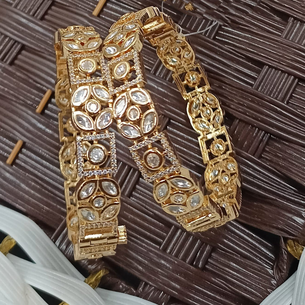 NAFJ Exclusive Polki Kundan Austrian Stone Designer Bangles Set