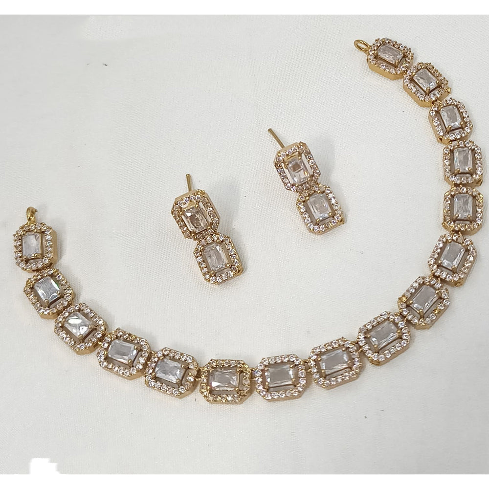 NAFJ Crystal Stone And Austrian Elegant Necklace Set