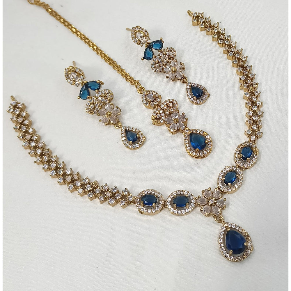 NAFJ Crystal Stone And Austrian Elegant Necklace Set