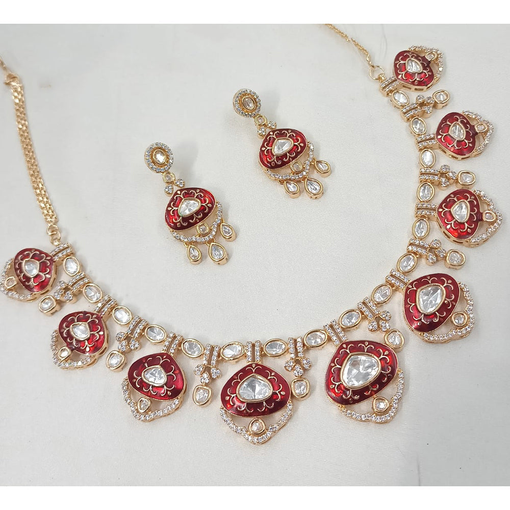 NAFJ Royal Polki Kundan And Meenakari Necklace Set