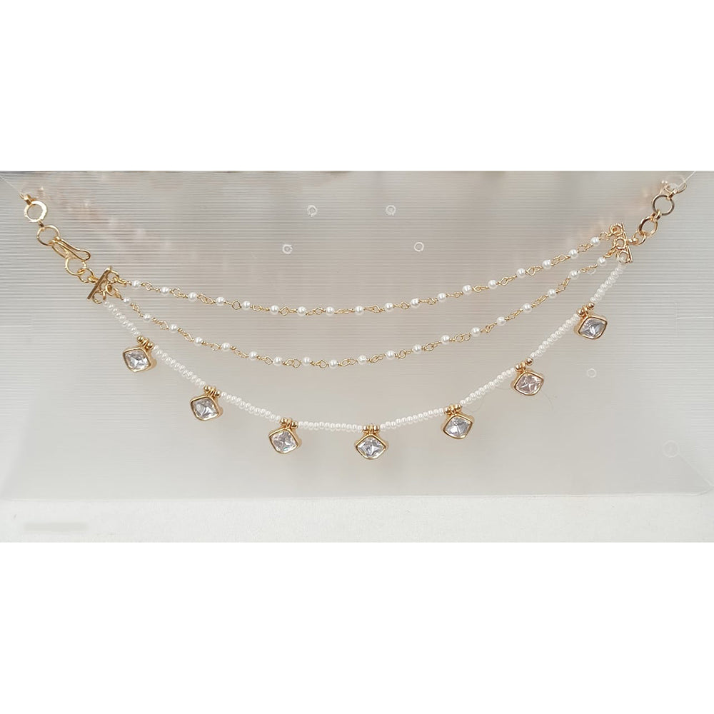 NAFJ Royal Crystal Stone And Pearl Designer Kan Chain