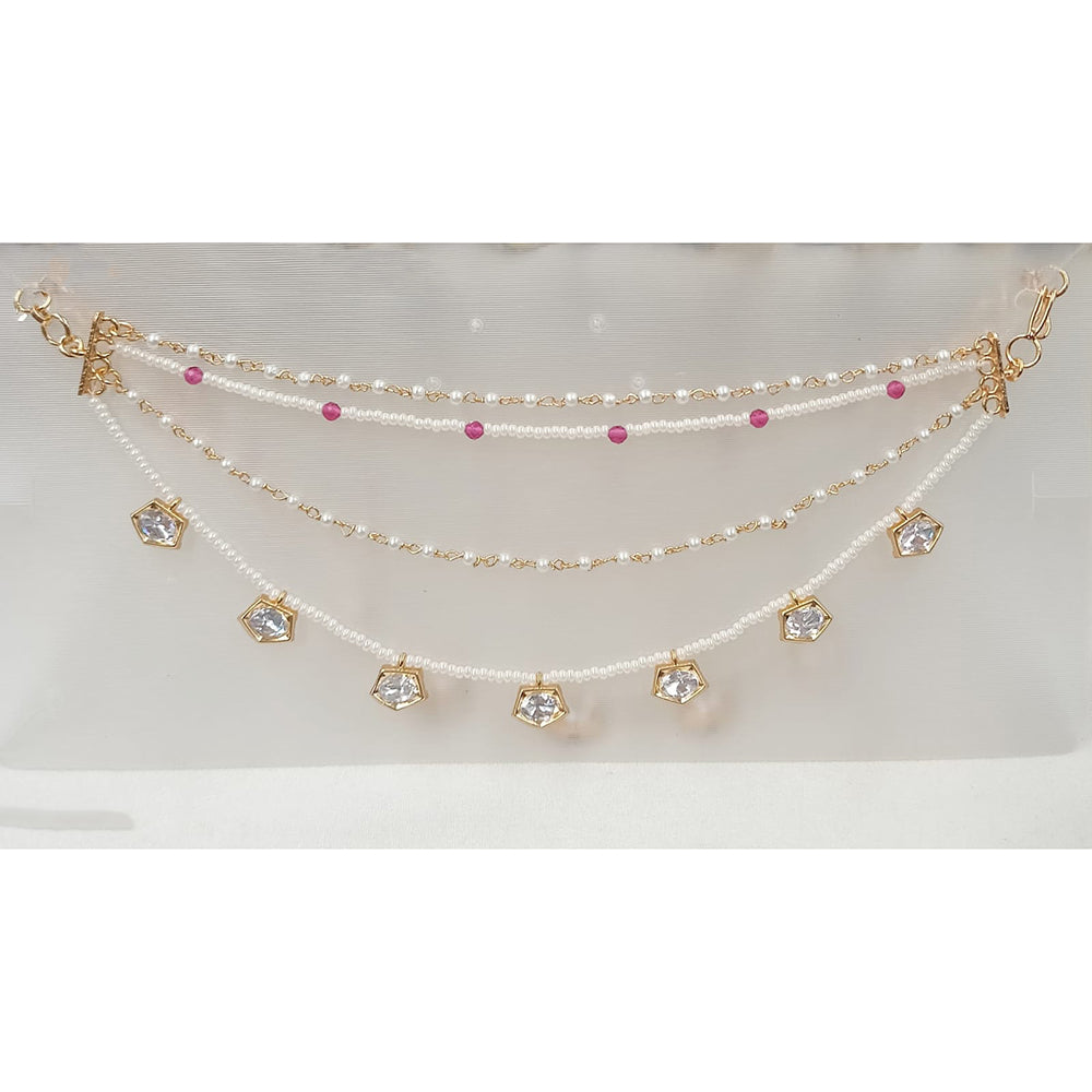 NAFJ Royal Crystal Stone And Pearl Designer Kan Chain