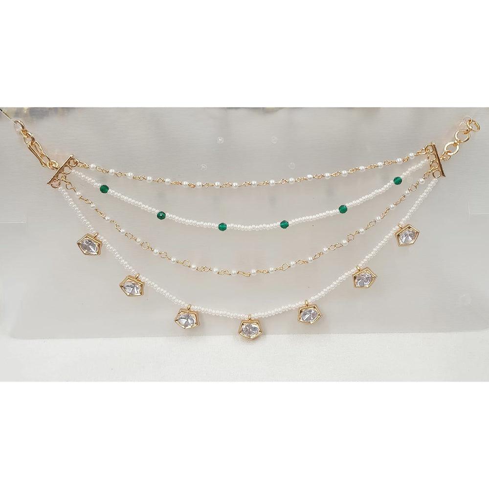 NAFJ Royal Crystal Stone And Pearl Designer Kan Chain