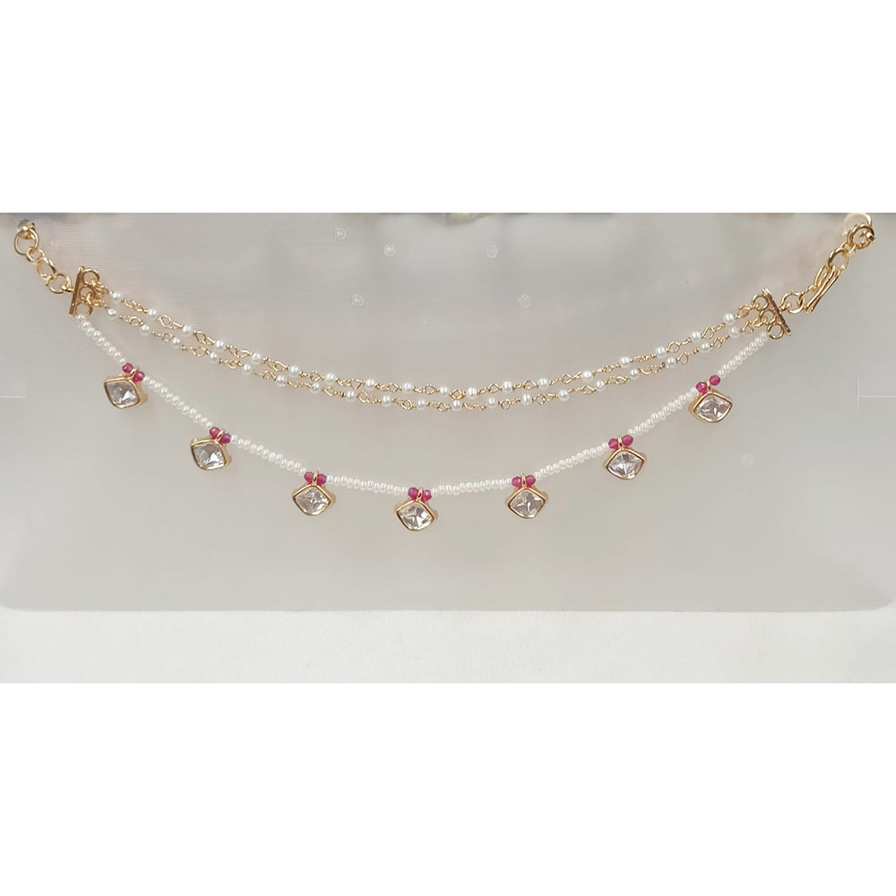 NAFJ Royal Crystal Stone And Pearl Designer Kan Chain