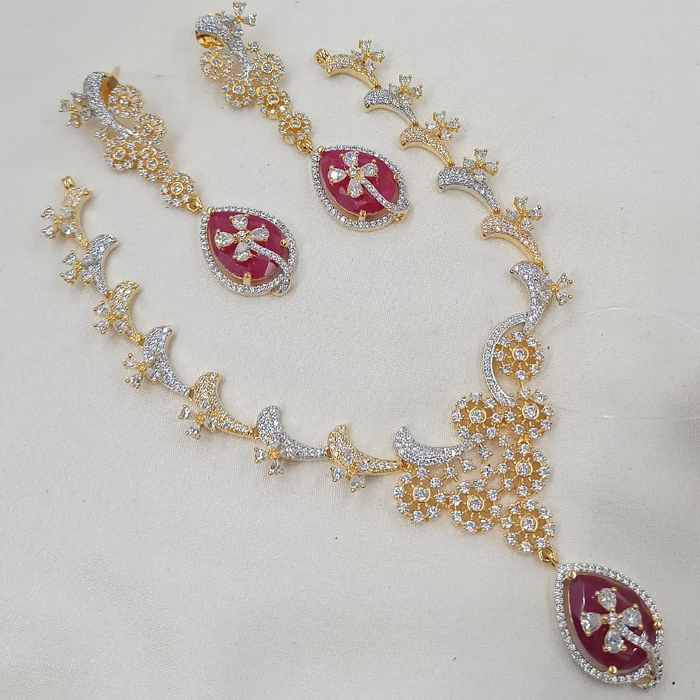 NAFJ Delicate Crystal Stone And Pearl Choker Necklace Set