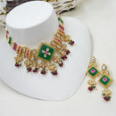 NAFJ Delicate Crystal Stone And Pearl Choker Necklace Set