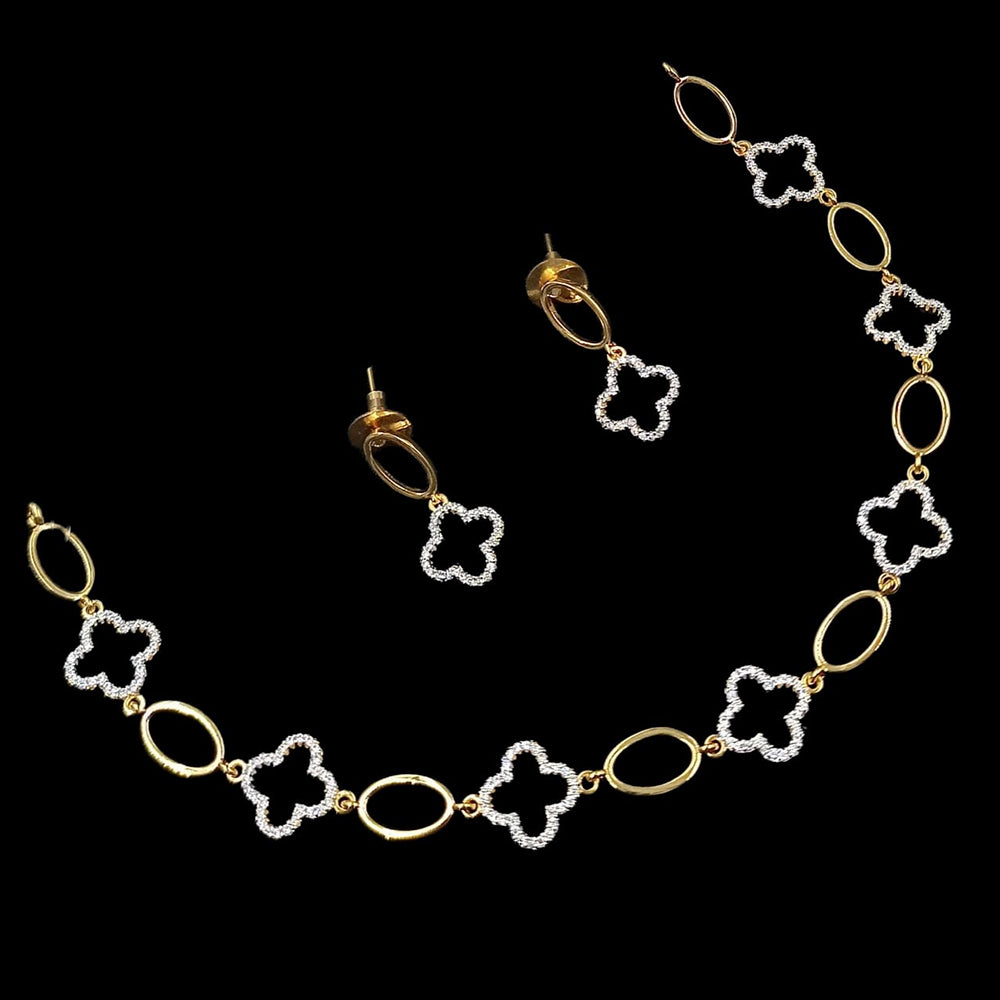 NAFJ Royal Tow Tone Plated Austrian Stone Necklace Set