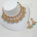 NAFJ Gold Plated Austrian And Kundan Stone Choker Necklace Set