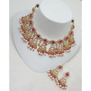 NAFJ Gold Plated Austrian And Kundan Stone Choker Necklace Set