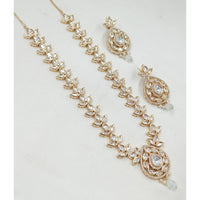 NAFJ Gold Plated Polki Kundan Stone Necklace Set