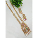 NAFJ Gold Plated Crystal Stone Long Necklace Set