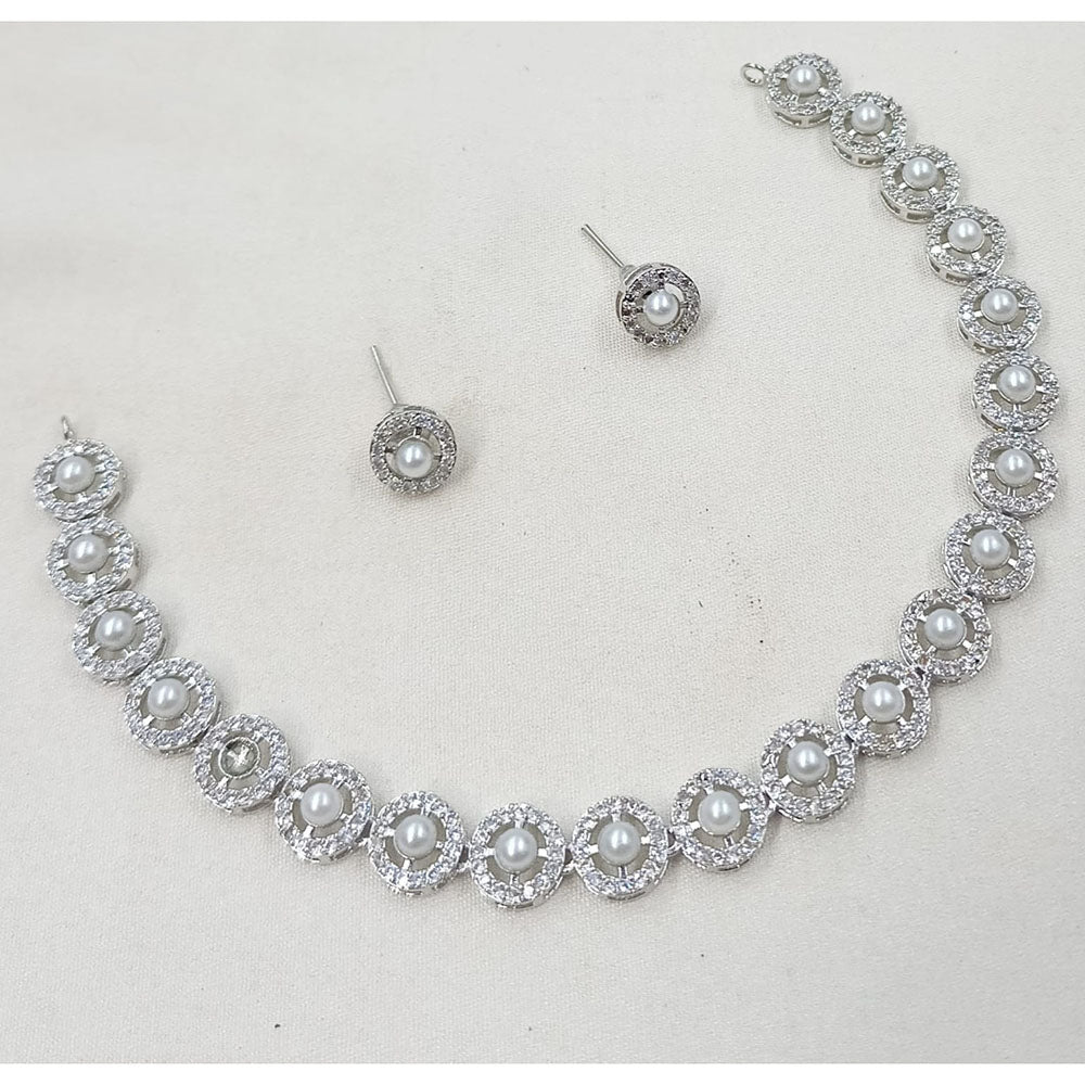 NAFJ Elegant Austrian Stone And Pearl Statement Necklace Set