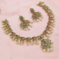 NAFJ Royal Pota Stone And Austrian Pearl Necklace Set