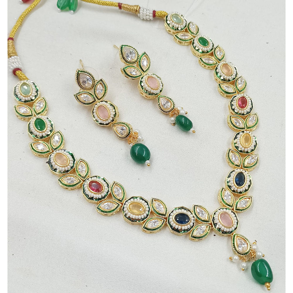 NAFJ Royal Pota Stone And Austrian Pearl Necklace Set