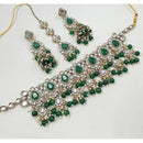 NAFJ Traditional Kundan Stone Pearl And Beads Choker Necklace Set  