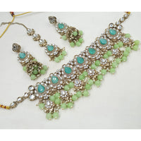 NAFJ Traditional Kundan Stone Pearl And Beads Choker Necklace Set