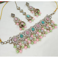 NAFJ Traditional Kundan Stone Pearl And Beads Choker Necklace Set