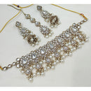 NAFJ Traditional Kundan Stone Pearl And Beads Choker Necklace Set